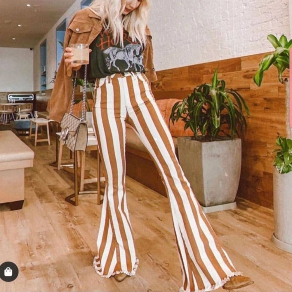 Dust cream flared bell bottom jeans